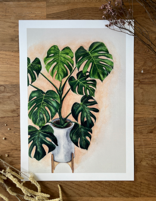 Art Print van een Monstera in pot